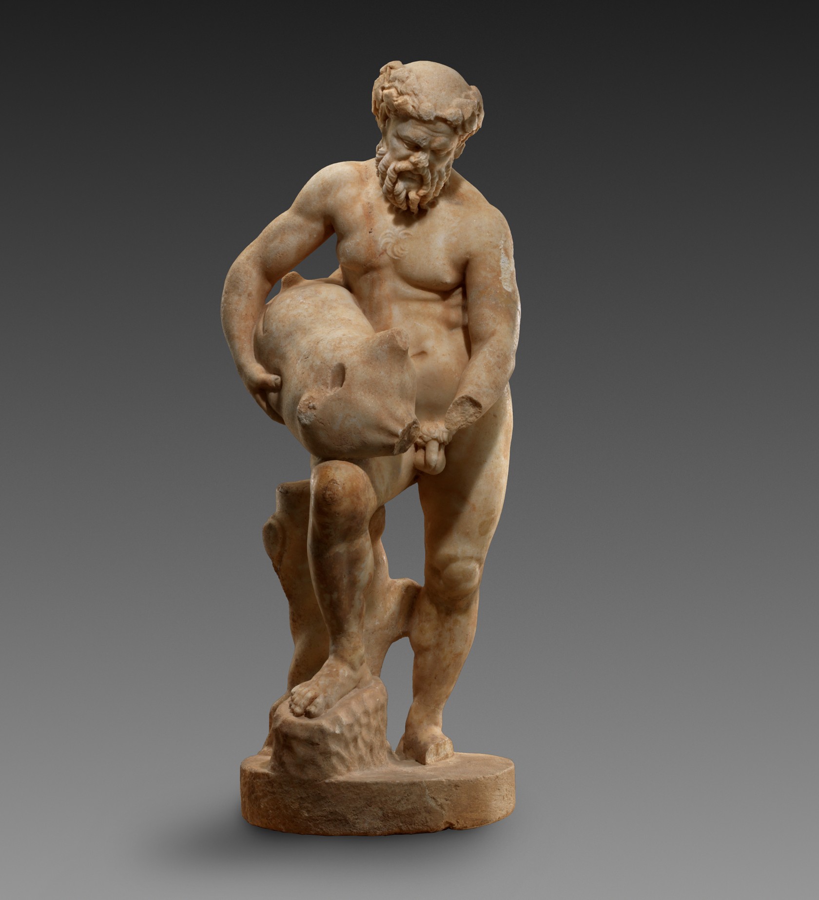 <em>Statue of Silenus holding a goatskin</em> <br>1st-2nd century AD