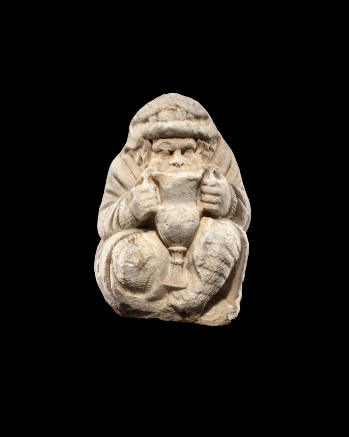 <em>Statue of Silenus holding a kantharos</em> <br>Greece, 1st-2nd century AD