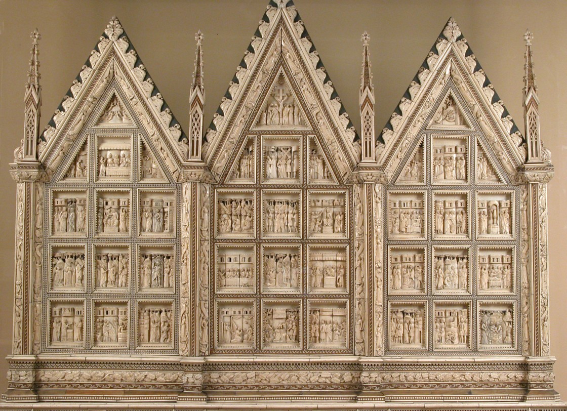 Atelier des Embriachi							<br>							<em>Retable</em>														<br>vers 1390-1400 Retable du quatorzième siècle par l'Atelier des Embriachi