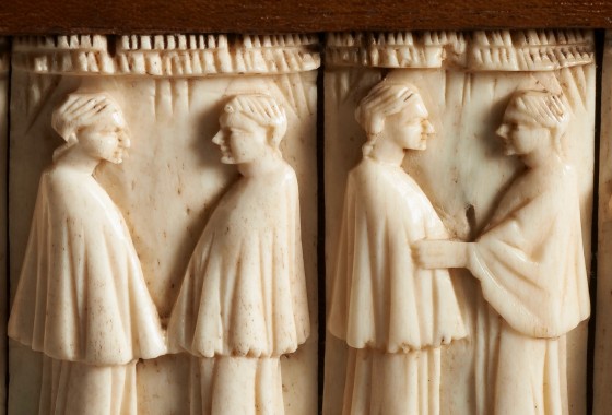 Entourage de l’atelier des Embriachi <br> <em>Coffret de mariage (détail de la face avant)</em> <br>vers 1400-1420 Coffret de mariage (détail de la face avant) par l'Entourage de l’atelier des Embriachi