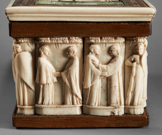 Entourage de l’atelier des Embriachi <br> <em>Coffret de mariage (face gauche)</em> <br>vers 1400-1420 Coffret de mariage (face gauche) par l'Entourage de l’atelier des Embriachi