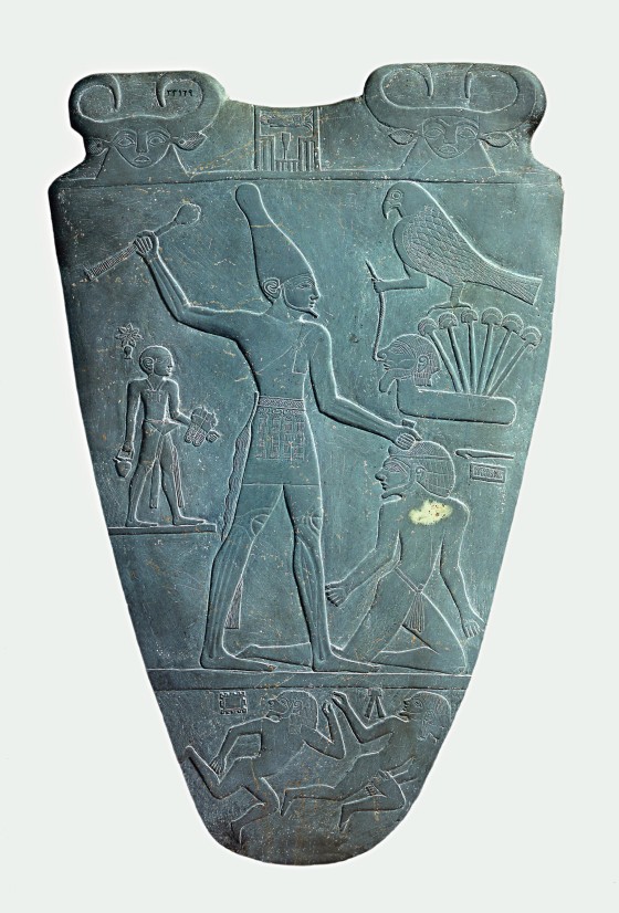 <em>Détail de la Palette de Narmer (verso)</em> <br>1<sup>e</sup> dynastie, Musée du Caire (CG 14716) Détail de la Palette de Narmer (verso)