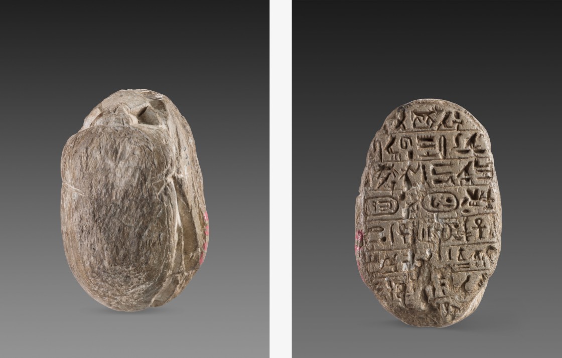<em>Scarabée commémorant les chasses aux lions d’Amenhotep III</em> <br>FGA-ARCH-EG-0073 Scarabée commémorant les chasses aux lions d’Amenhotep III