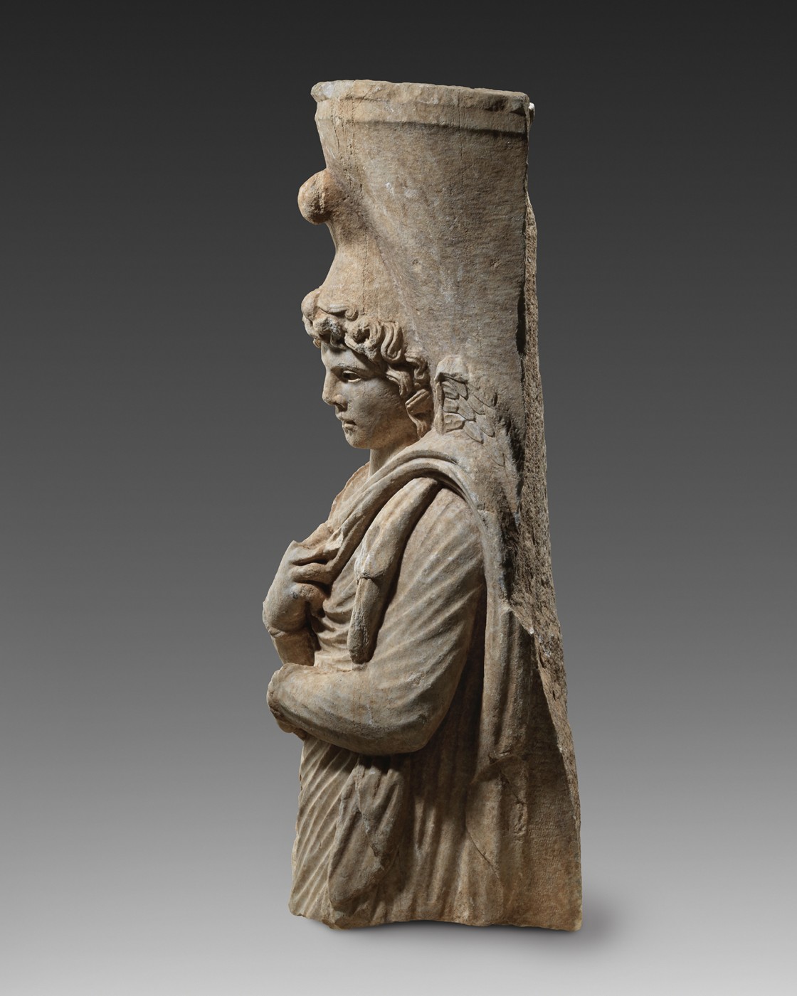 <em>Semi column with sad Attis</em> <br>2<sup>nd</sup>C. AD Semi column with sad Attis