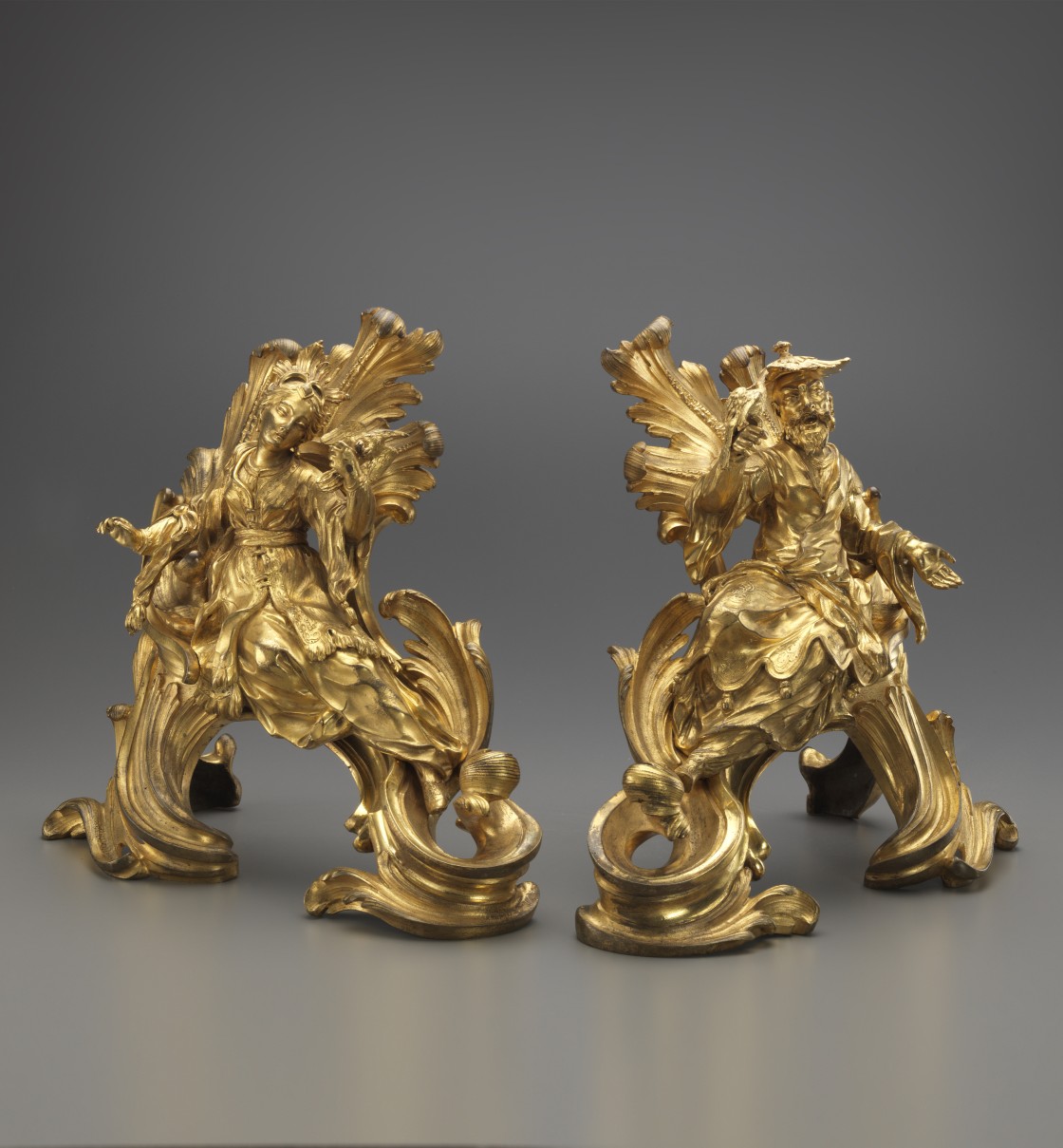 <em>Paire de chenets « aux Chinois »</em> <br>vers 1730-1760