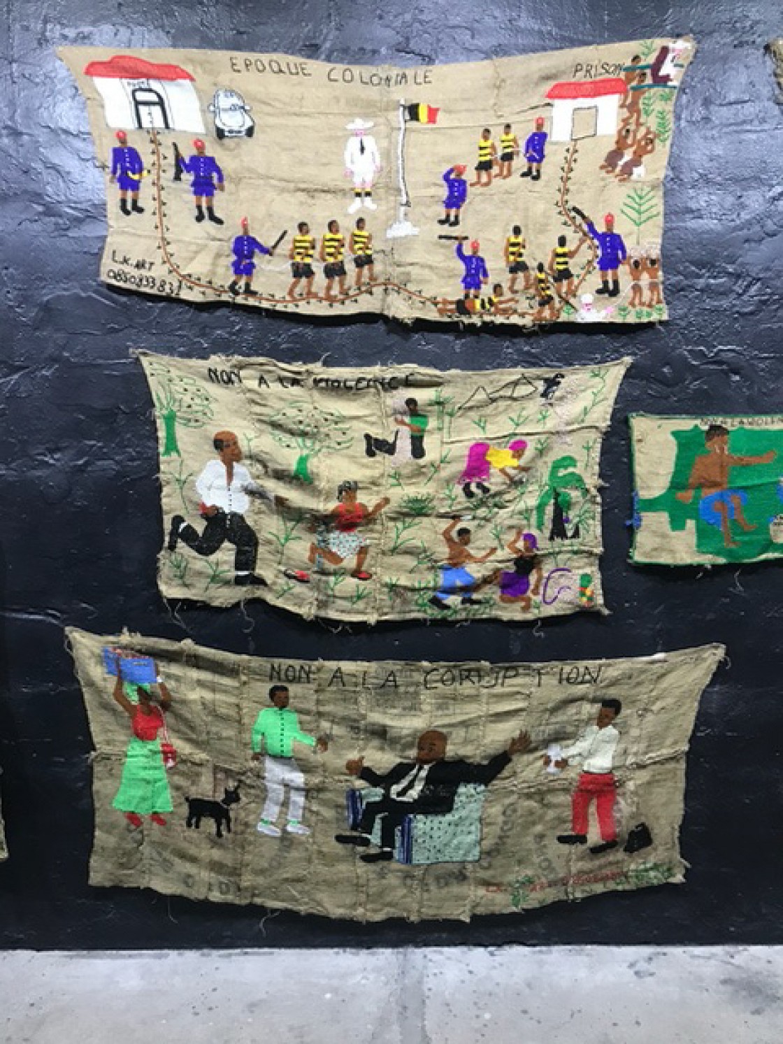 <em>Exhibition view, Lucie Kamswekera, espace Texaf Bilembo, Congo Biennale 2022</em>